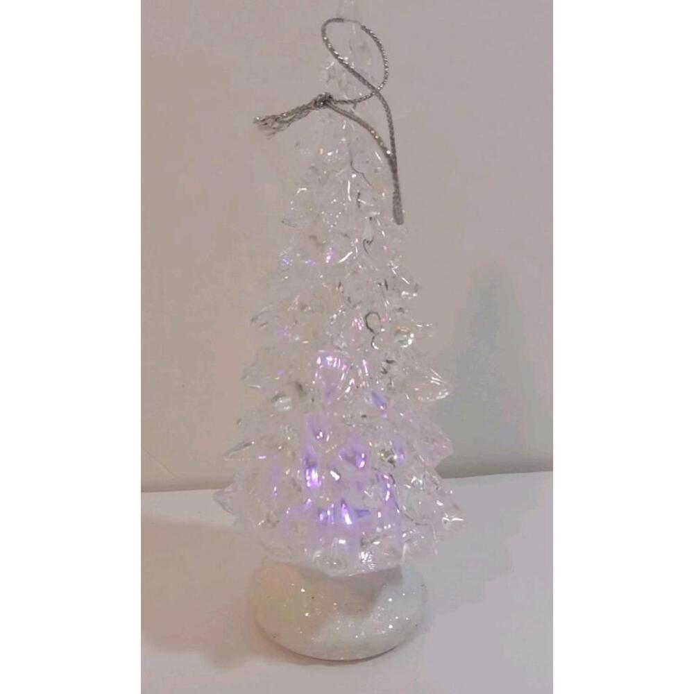 Kurt Adler Ice Skating Snowman Clear Red Acrylic Glass Light Up Tree Trumpet - Picture 4 of 7